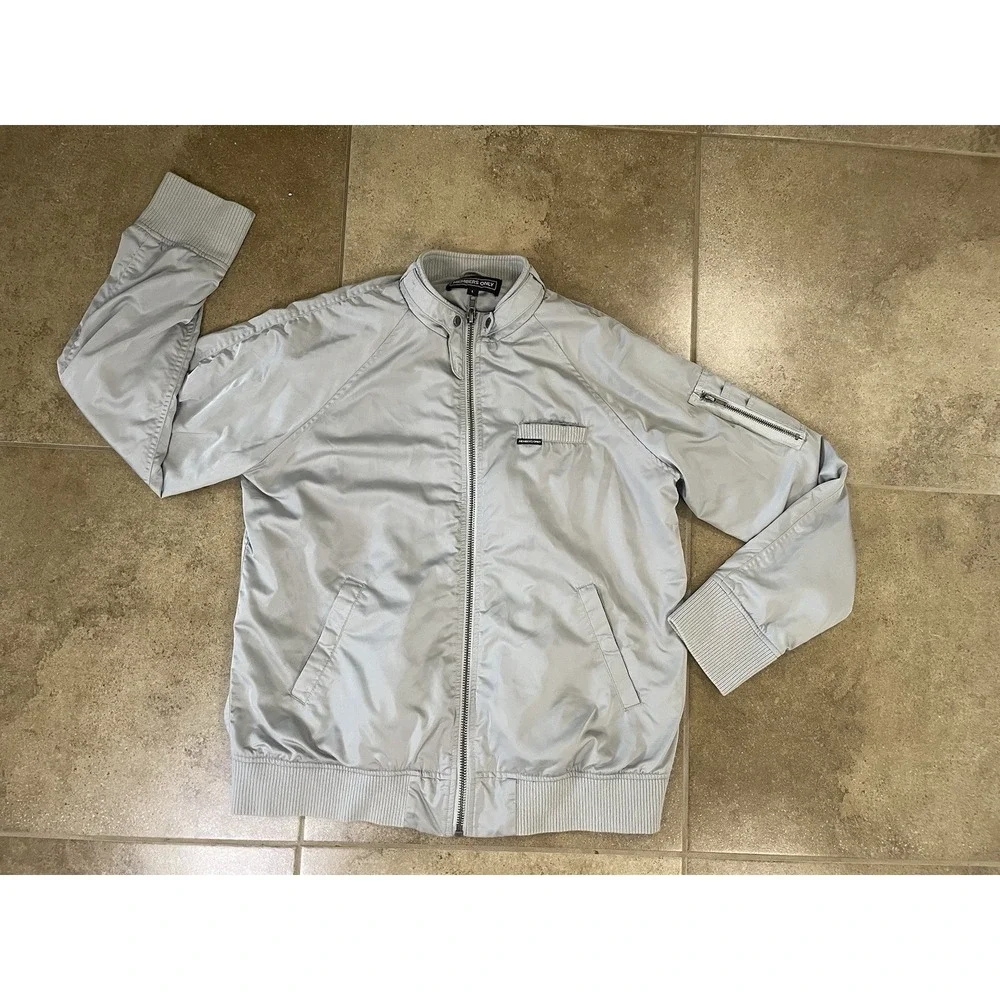 Vintage Members Only Bomber Jacket Men's Sz L Silver Gray Lined Full Zip